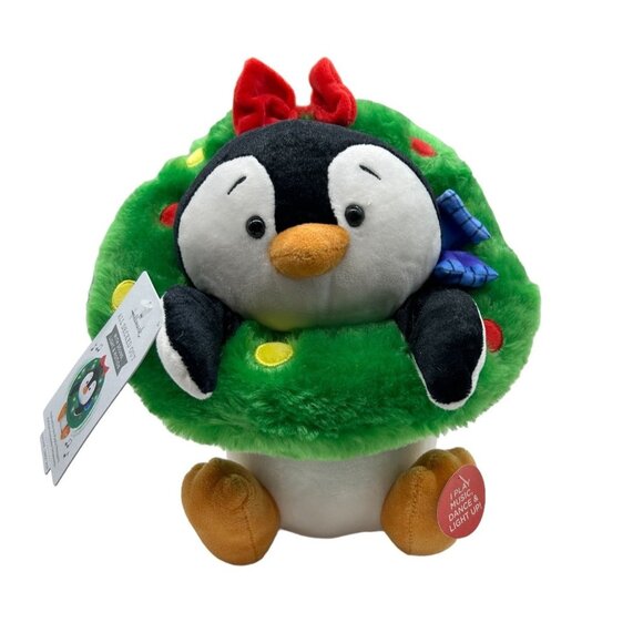 Hallmark Playful Penguins All Decked Out  Animated Musical Light Plush Stuffed T - Picture 1 of 10